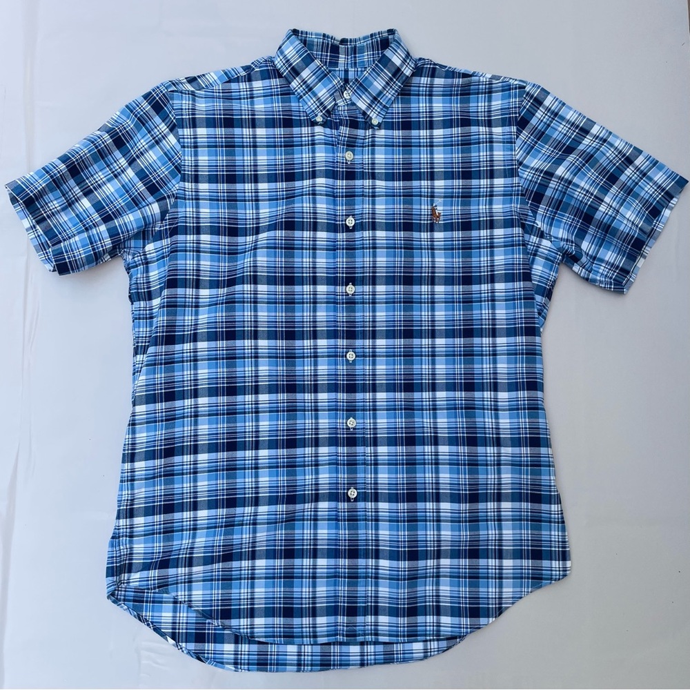 Ralph Lauren Men's Blue Slim Fit Checkered Shirt. Size M.